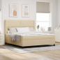 Preview: ARDEBO.de - Boxspringbett mit Kissen mit Kopfteil Creme 200 x 180 cm Stoff