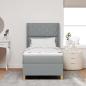 Preview: Boxspringbett mit Kopfteil Hellgrau 90 x 200 cm Stoff