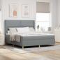 Preview: ARDEBO.de - Boxspringbett mit Kopfteil Hellgrau 180 x 200 cm Stoff