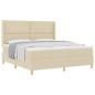Preview: ARDEBO.de - Boxspringbett mit Kopfteil Creme 180 x 200 cm Stoff