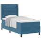 Preview: ARDEBO.de - Boxspringbett mit Matratze mit Kopfteil Blau 90 x 190 cm Samt
