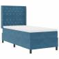 Preview: Boxspringbett mit Matratze mit Kopfteil Blau 90 x 190 cm Samt