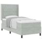 Preview: Boxspringbett mit Matratze Hellgrau 90 x 200 cm Samt