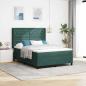 Preview: ARDEBO.de - Boxspringbett mit Matratze Dunkelgrün 140 x 200 cm Samt