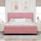 Preview: ARDEBO.de - Boxspringbett mit Matratze mit Kopfteil Rosa 180 x 200 cm Samt