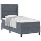 Preview: Boxspringbett mit Kopfteil Dunkelgrau 100 x 200 cm Samt
