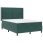 Preview: Boxspringbett mit Kopfteil Dunkelgrün 140 x 190 cm Samt