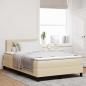 Preview: ARDEBO.de - Boxspringbett mit LED-Lichtleisten Creme 120 x 190 cm Stoff
