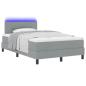 Preview: Boxspringbett mit LED-Lichtleisten Hellgrau 120 x 200 cm Stoff