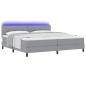 Preview: Boxspringbett mit LED-Lichtleisten Hellgrau 200 x 200 cm Stoff