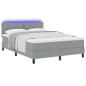 Preview: Boxspringbett mit LED-Lichtleisten Hellgrau 140 x 190 cm Stoff