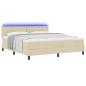 Preview: Boxspringbett mit LED-Lichtleisten Creme 180 x 200 cm Stoff