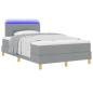 Preview: LED Boxspringbett mit Kopfteil Hellgrau 120 x 200 cm Stoff