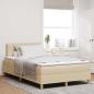 Preview: ARDEBO.de - LED Boxspringbett mit LED-Lichtleisten Creme 120 x 200 cm Stoff