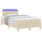 Preview: LED Boxspringbett mit LED-Lichtleisten Creme 120 x 200 cm Stoff