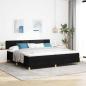Preview: ARDEBO.de - LED Boxspringbett mit Kopfteil Schwarz 200 x 200 cm Stoff
