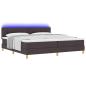 Preview: LED Boxspringbett mit Kopfteil Dunkelbraun 200 x 200 cm Stoff