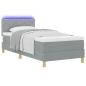 Preview: LED Boxspringbett mit Kopfteil Hellgrau 100 x 200 cm Stoff