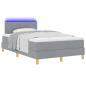Preview: LED Boxspringbett mit Kopfteil Hellgrau 120 x 190 cm Stoff
