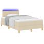 Preview: LED Boxspringbett mit LED-Lichtleisten Creme 120 x 200 cm Stoff