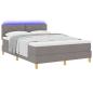 Preview: LED Boxspringbett mit Kopfteil Taupe 140 x 190 cm Stoff