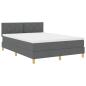 Preview: LED Boxspringbett mit Kopfteil Dunkelgrau 140 x 200 cm Stoff