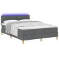Preview: LED Boxspringbett mit Kopfteil Dunkelgrau 140 x 200 cm Stoff