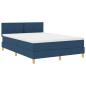 Preview: LED Boxspringbett mit LED-Lichtleisten Blau 140 x 200 cm Stoff