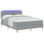 Preview: LED Boxspringbett mit Kopfteil Hellgrau 160 x 200 cm Stoff
