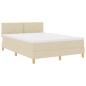 Preview: LED Boxspringbett mit LED-Lichtleisten Creme 160 x 200 cm Stoff