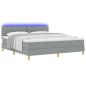 Preview: LED Boxspringbett mit Kopfteil Hellgrau 180 x 200 cm Stoff