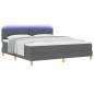 Preview: LED Boxspringbett mit Kopfteil Dunkelgrau 180 x 200 cm Stoff