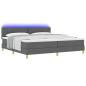 Preview: LED Boxspringbett mit Kopfteil Dunkelgrau 200 x 200 cm Stoff