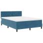 Preview: LED Boxspringbett mit Kopfteil Dunkelblau 160 x 200 cm Samt