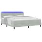 Preview: LED Boxspringbett mit Matratze Hellgrau 180 x 200 cm Samt
