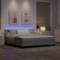 Preview: LED Boxspringbett mit Matratze Hellgrau 180 x 200 cm Samt