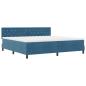 Preview: LED Boxspringbett mit Kopfteil Dunkelblau 200 x 200 cm Samt