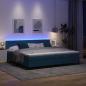 Preview: LED Boxspringbett mit Kopfteil Dunkelblau 200 x 200 cm Samt