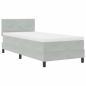Preview: LED Boxspringbett mit Kopfteil Hellgrau 80 x 200 cm Samt