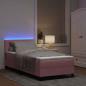 Preview: LED Boxspringbett mit LED-Lichtleisten Rosa 100 x 200 cm Samt