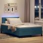 Preview: LED Boxspringbett mit Kopfteil Blau 120 x 190 cm Samt