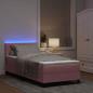 Preview: LED Boxspringbett mit LED-Lichtleisten Rosa 90 x 190 cm Samt