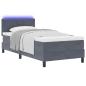 Preview: LED Boxspringbett mit Kopfteil Dunkelgrau 100 x 200 cm Samt