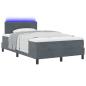 Preview: LED Boxspringbett mit Kopfteil Dunkelgrau 120 x 200 cm Samt