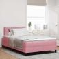 Preview: ARDEBO.de - LED Boxspringbett mit Kopfteil Rosa 120 x 200 cm Samt