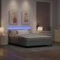 Preview: LED Boxspringbett mit Kopfteil Hellgrau 160 x 200 cm Samt