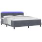 Preview: LED Boxspringbett mit Kopfteil Dunkelgrau 180 x 200 cm Samt