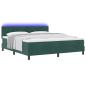 Preview: LED Boxspringbett mit Kopfteil Dunkelgrün 180 x 200 cm Samt