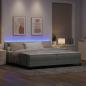 Preview: LED Boxspringbett mit Kopfteil Hellgrau 200 x 200 cm Samt
