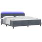 Preview: LED Boxspringbett mit Kopfteil Dunkelgrau 200 x 200 cm Samt